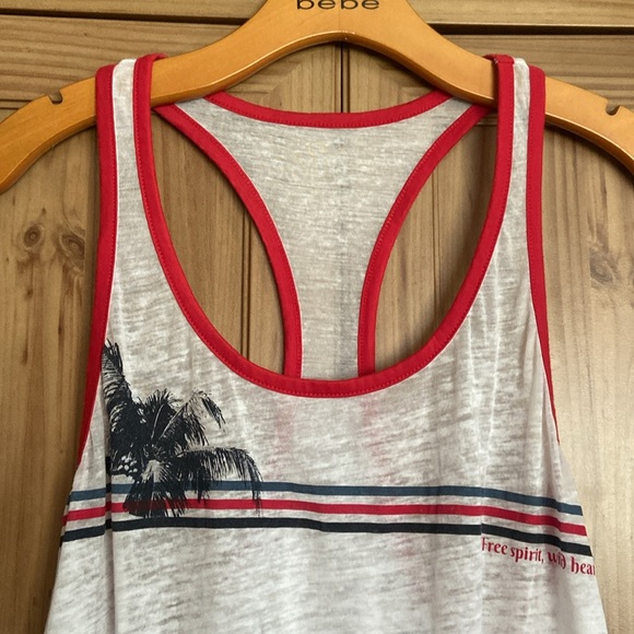 Roxy America Palm Tree Striped Racerback Tank L EUC - Picture 2 of 6